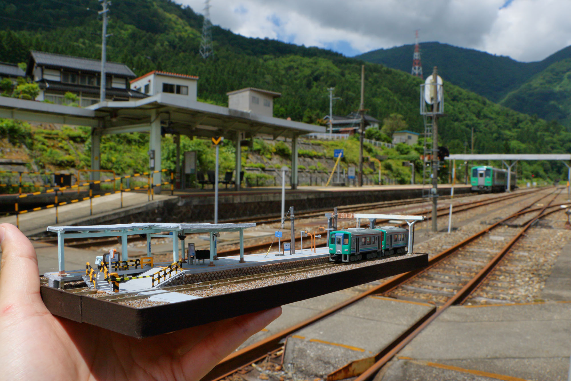 猪谷駅をジオラマで再現