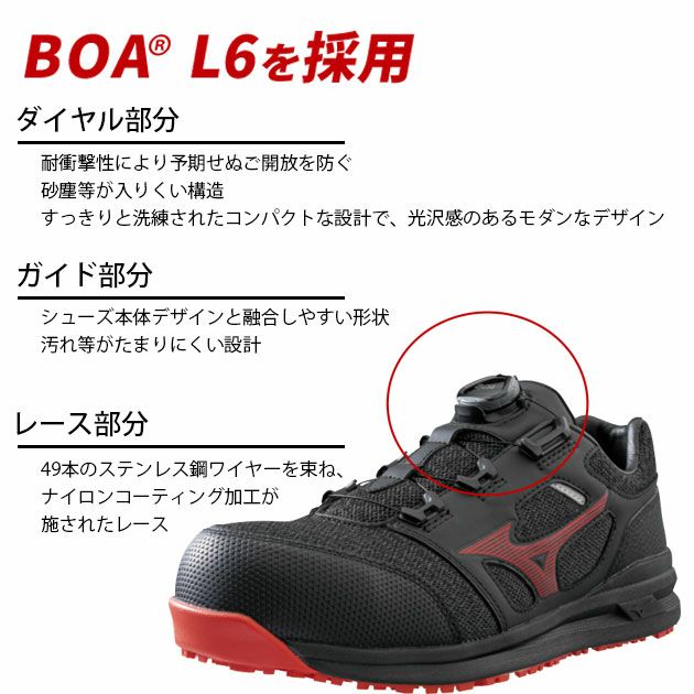 ミズノ|安全靴|プロテクティブスニーカー　オールマイティLSII52L BOA F1GA2202