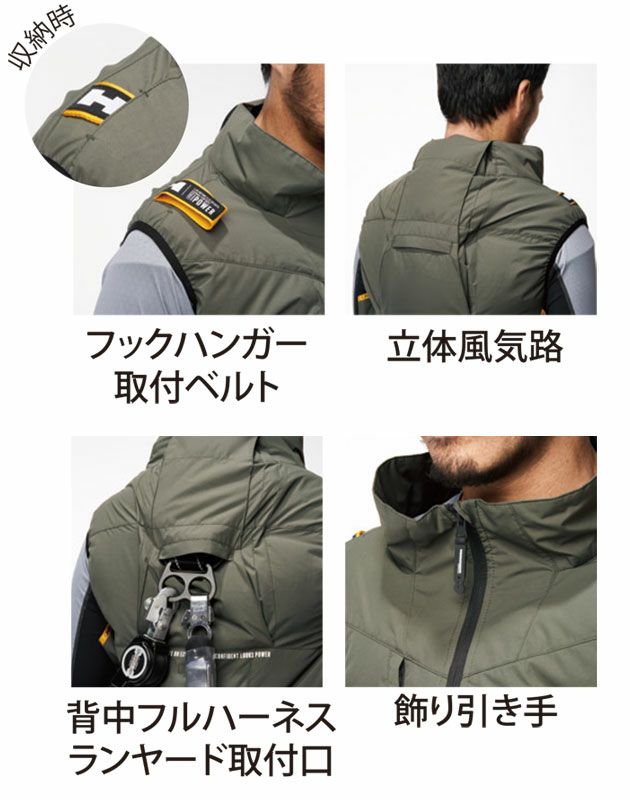 HUMMER ハマー 空調作業服 作業着 空調風神服チタンベスト ファン・バッテリー3点セット 09900・RD9580G・RD9530H